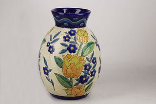 Boch Freres Art Deco pottery vase in the style of Charles Catteau 