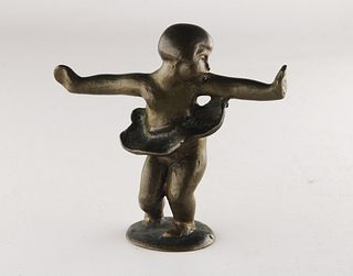 Rare Art Deco little girl bronze sculpture