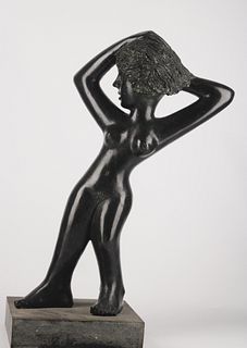 Bronze sculpture women figure by Mariano Pagés dark color