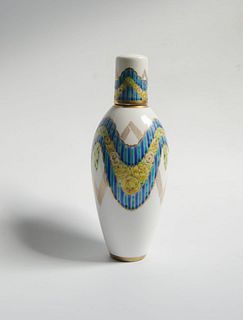 Porcelain Camile Naudot Art Deco bottle color blue and yellow