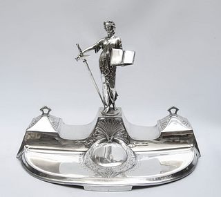 Inkwell WMF Germany (Justice) silver plate circa 1920 Art Nouveau