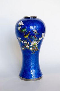 Oriental Vase in Silver and Enamel Korean