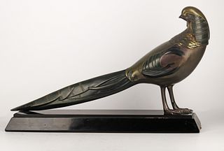 Art Deco bronze pheasant statue signed Kelety 