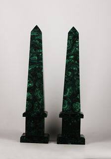 Pair of  Malachite obelisk 