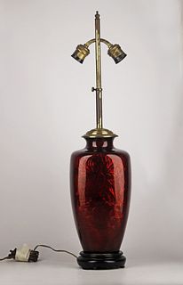 Vintage Art Deco Table Lamp Guilloche 