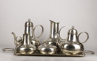 Stainless steel jugs and teapots set with tray 
