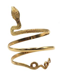 18K Yellow Gold Snake Form Wrap Bracelet