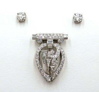 Art Deco Platinum and Diamond Dress Clip