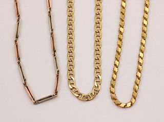 Two 18K Yellow Gold Link Chain Necklaces