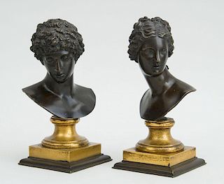 PAIR OF BRONZE BUSTS, AFTER THE ANTIQUE