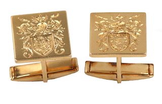 Pair of Large 14K Yellow Gold Square Cufflinks