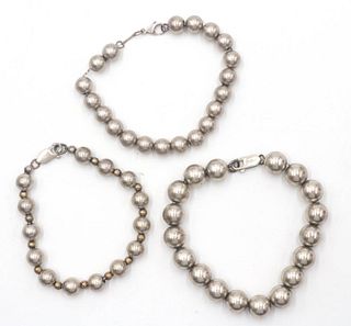Three Tiffany Sterling Silver Beaded Bracelets