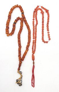 Two Persian Beaded Hardstone Necklaces