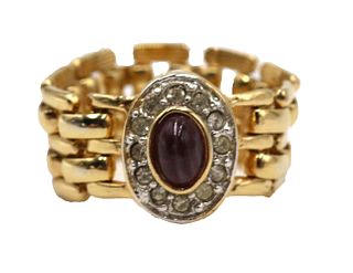 Unmarked Yellow Gold & Amethyst Flexible Ring