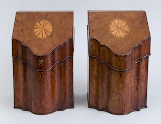 PAIR OF GEORGE III INLAID MAHOGANY CUTLERY BOXES