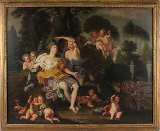 Oil on Canvas, Classical Figures with Cherubs