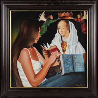 Lutobor Hlavsa, Oil on Canvas, Woman and Saint