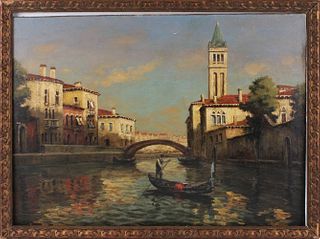 Bouvard, Oil on Canvas, Venetian Canal Scene