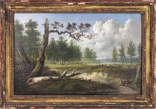 Oil on Board, English Landscape with Figures