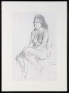 Raphael Soyer, Pencil Drawing, Nude Seated Woman