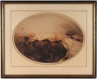 Louis Icart Print of a Nude Recumbent Woman