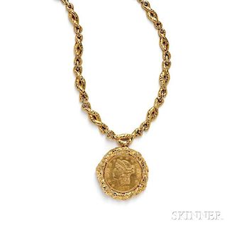 18kt Gold and Gold Coin Pendant Necklace, David Webb