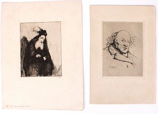 Two Theodule Ribot Etchings, Portraits