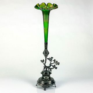 Antique Loetz Glass Art Nouveau Emerald Vase