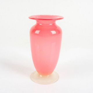 Antique Hand Blown Glass Footed Vase In Dusty Rose Color