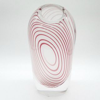 Modern Studio Art Glass Striped Vase