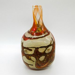 Contemporary Art Glass Amber and Cream Color Vase