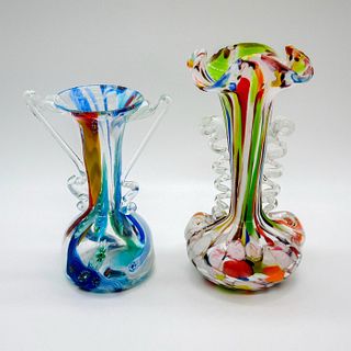 Pair of Small Art Glass Contemporary Vases