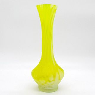 Vintage Art Glass Vase, Frosted Yellow
