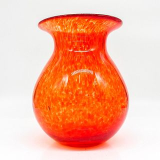 Vintage Art Glass Vase, Speckled Amber