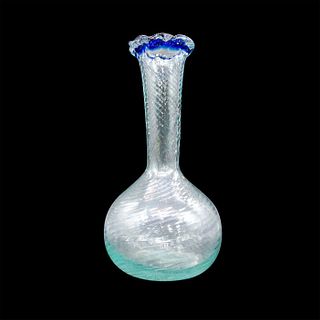 Vintage Art Glass Vase, Transparent Swirl