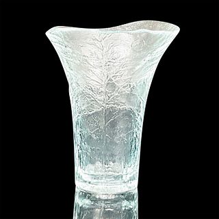 Vintage Impressed Art Glass Vase, Forest Scene