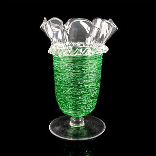 Vintage Murano Art Glass Green Vase