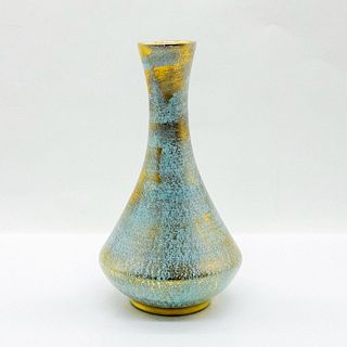 Mid Century Stangl Pottery Aqua Gold Vase #4050