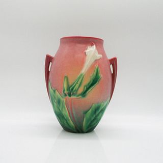 Vintage American Roseville Pottery Style Two Handled Vase, Thornapple Pattern