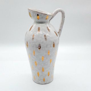 Vintage Italian Pottery Gilt Accented Glazed Pitcher Vase