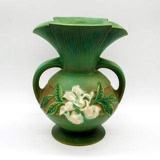 Vintage American Roseville Pottery Two Handle Vase, Gardenia