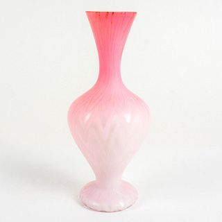 Vintage Satin Finish Pink Herringbone Bud Vase