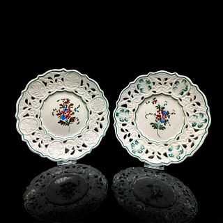 2pc Vintage Italian Ornate Floral Ceramic Plates
