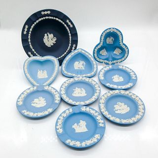 9pc Vintage Wedgwood Pretty Blue Jasperware Dish Assortment