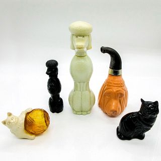 5pc Vintage Avon Dogs & Cats Perfume Bottles with Stoppers