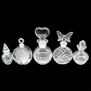 5pc Vintage Glass & Crystal Perfume Bottles with Stoppers