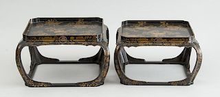PAIR OF JAPANESE LACQUER GRADUATED TRAY TABLES