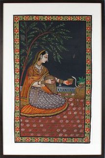 Indian Mixed Media, Woman and Snake