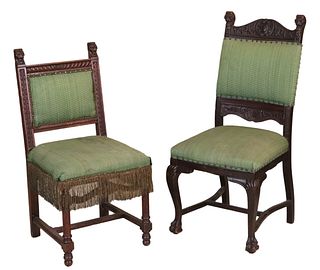 Two Renaissance Revival Carved Oak Chairs 