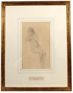 Edward Burne-Jones, Drawing of Seated Nude Woman
